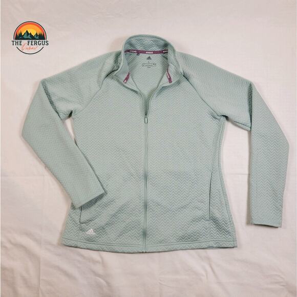 ADIDAS GOLF TEXTURE Full Zip Jacket Mint Green Tint Women's Size Large - Picture 1 of 16